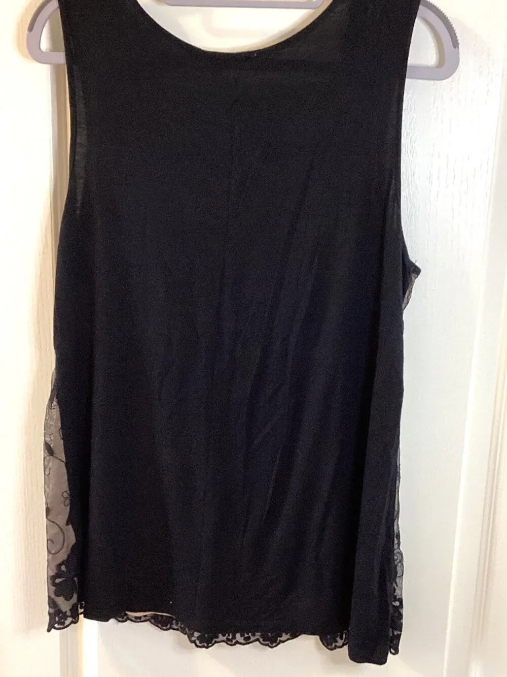 Ricki's Women's Black Lace Sleeveless Top Blouse Size L V-Neck - Picture 5 of 7